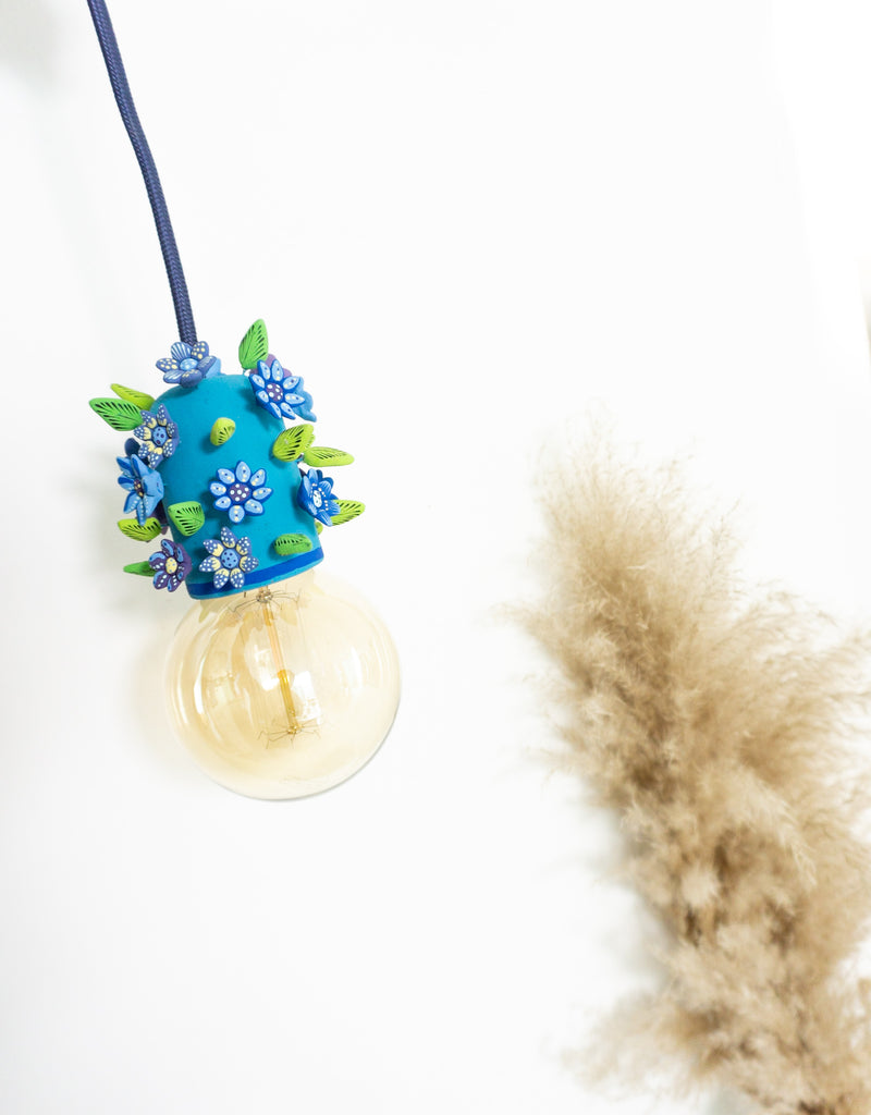 Handmade Light Blue Hanging Lamp Allende
